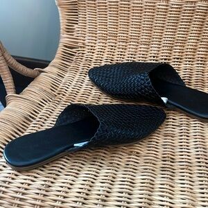 Target, black weaved, flat mules size 9 1/2
